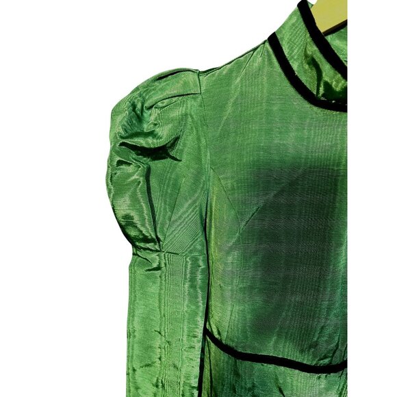 Tuckernuck Batsheva Tate Mini Dress Green Puff Sleeve Size 0 Made In USA - Picture 2 of 7